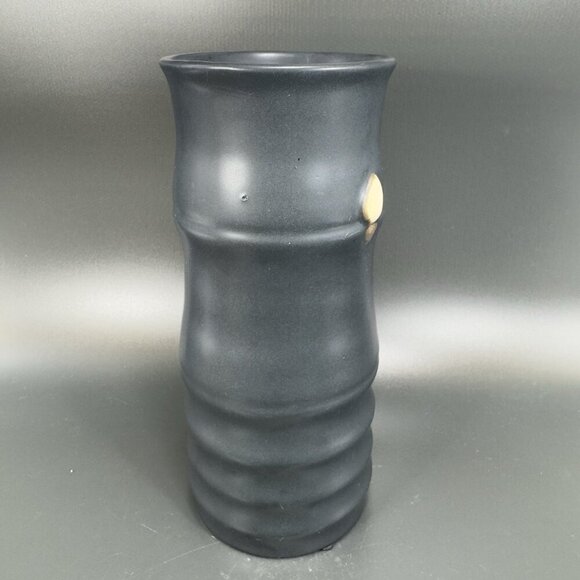 Vintage Hand Made Pottery Vase Vessel Black Glazed With Texture Knobs Signed CCI - Picture 15 of 15